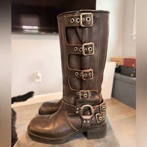 Steve Madden Chocolate Buckle Moto Boots